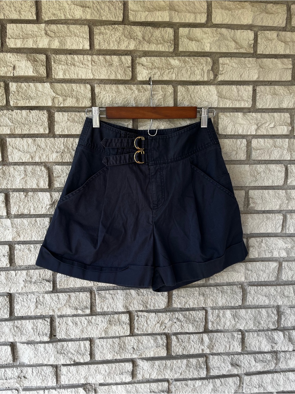 Marc By Marc Jacobs Navy Cuffed Paper bag Shorts Size 2